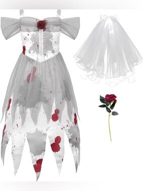 DRESS ONLY ReliBeauty Ghost Zombie Bride Costume for Girls NWOT Sz: 150 = 12/14
